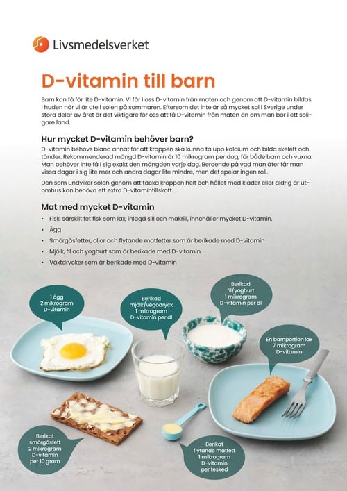 D-vitamin till barn - Livsmedelsverkets faktablad